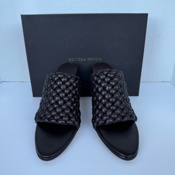 Bottega Veneta Brown Intrecciato Curve Heeled Sandals NWT - Picture 11 of 13